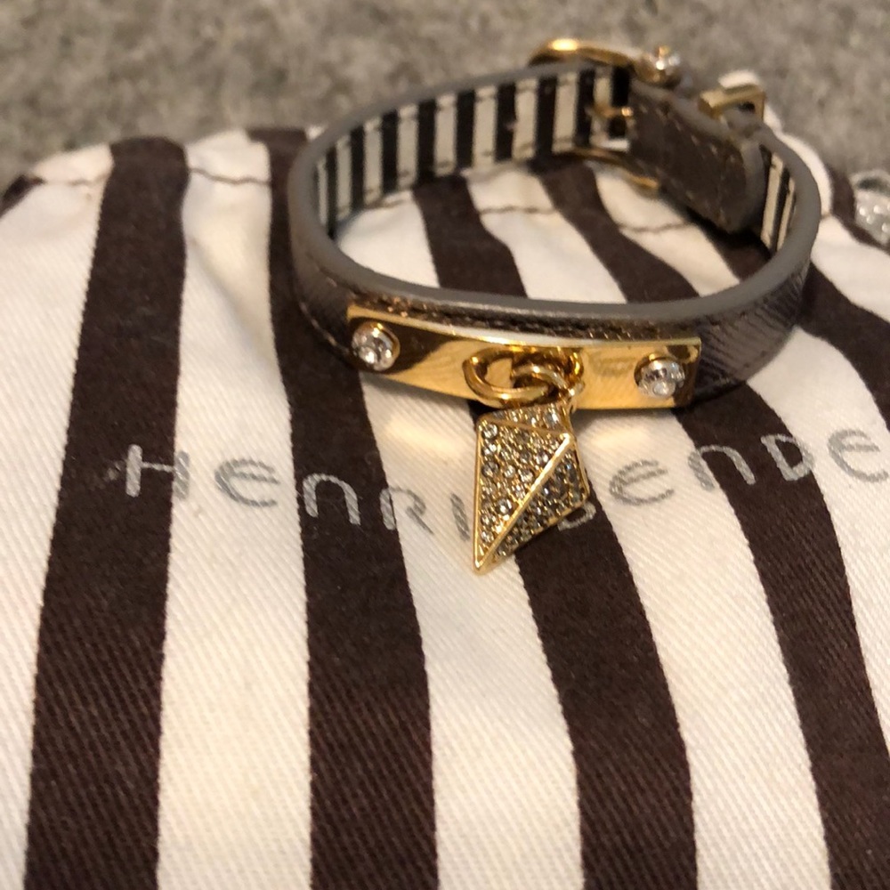 Henri Bendel leather bracelet with pave charm